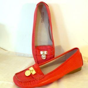 MK flats orange leather